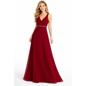 1990s Y2K Michaelangelo Red Beaded Chiffon Evening Gown size 8